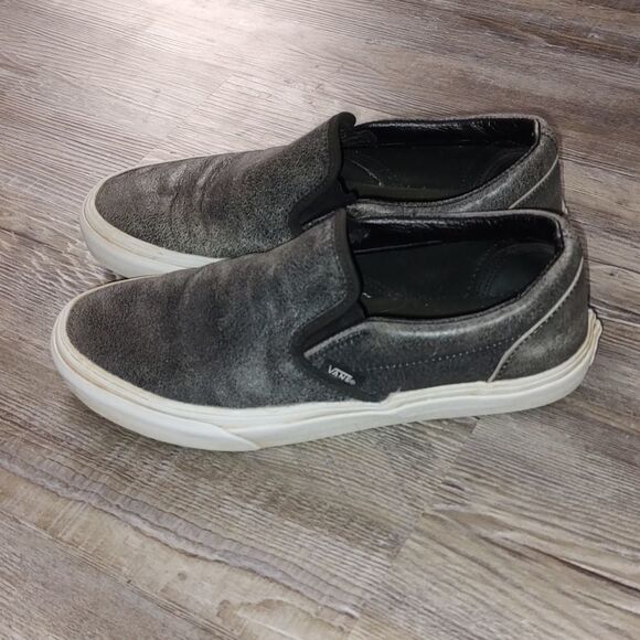 Vans distressed black leather slip on shoes  Sz 7.5 Men   Sz 9 Ladies - Picture 3 of 14